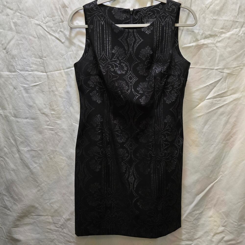 Connected black brocade sleeveless mini dress size 6 petite bodycon goth witchy